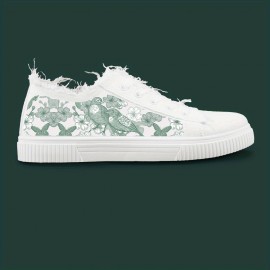 Sakura Pattern Low Top Skateboard Shoes, Comfy Non Slip Lace Up Rubber Sole Canvas Sneakers, Men's Footwear