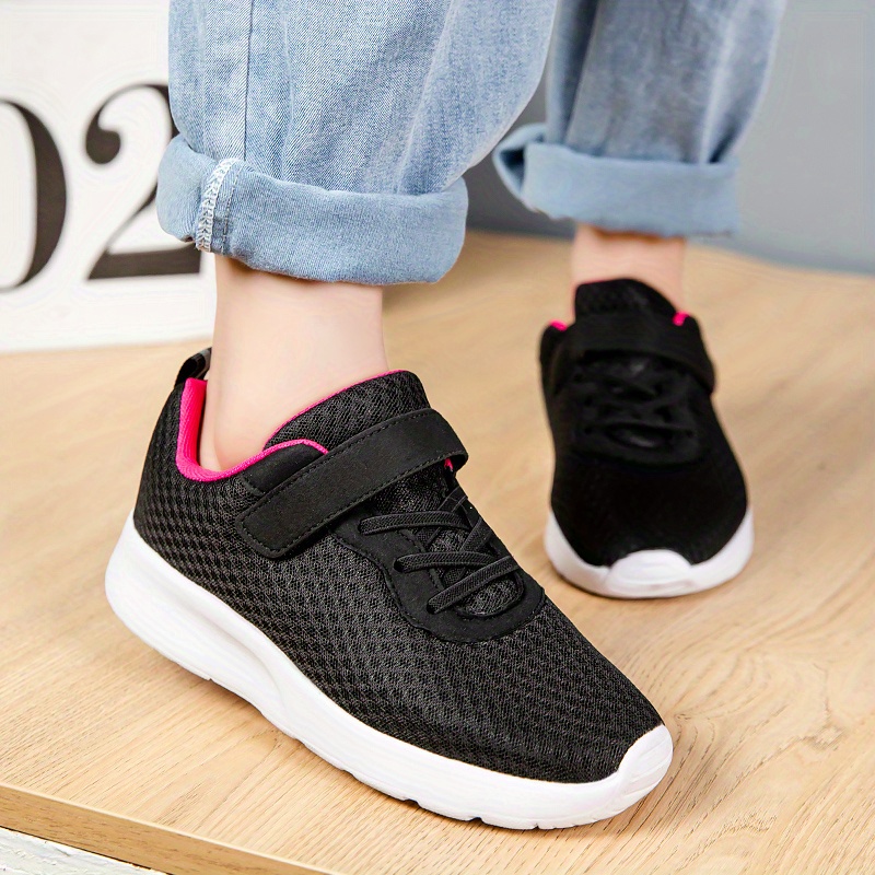 girls lace free breathable mesh sneakers no tie mesh shoes for outdoor hiking walking trekking details 6