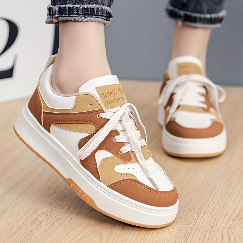 girls trendy lace up skate shoes casual outdoor   platform walking shoes details 4