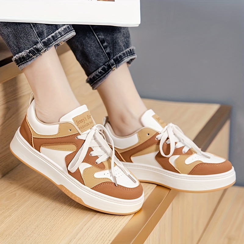 girls trendy lace up skate shoes casual outdoor   platform walking shoes details 6