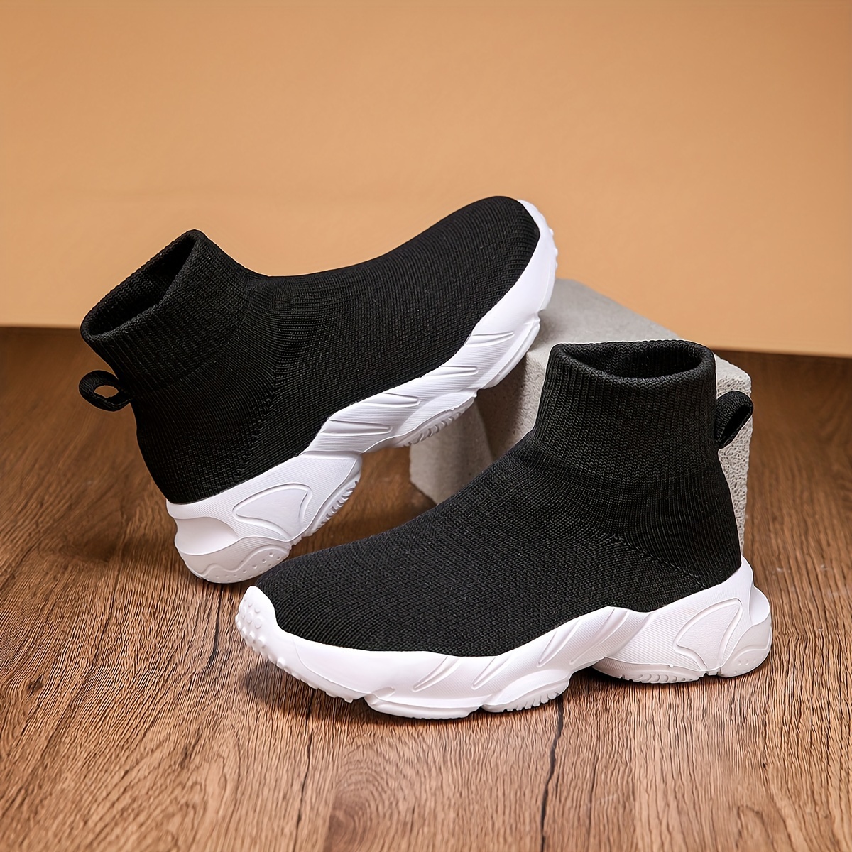 casual breathable woven sneakers for girls kids teenager lightweight anti slip high top slip on sneakers for indoor outdoor   details 0