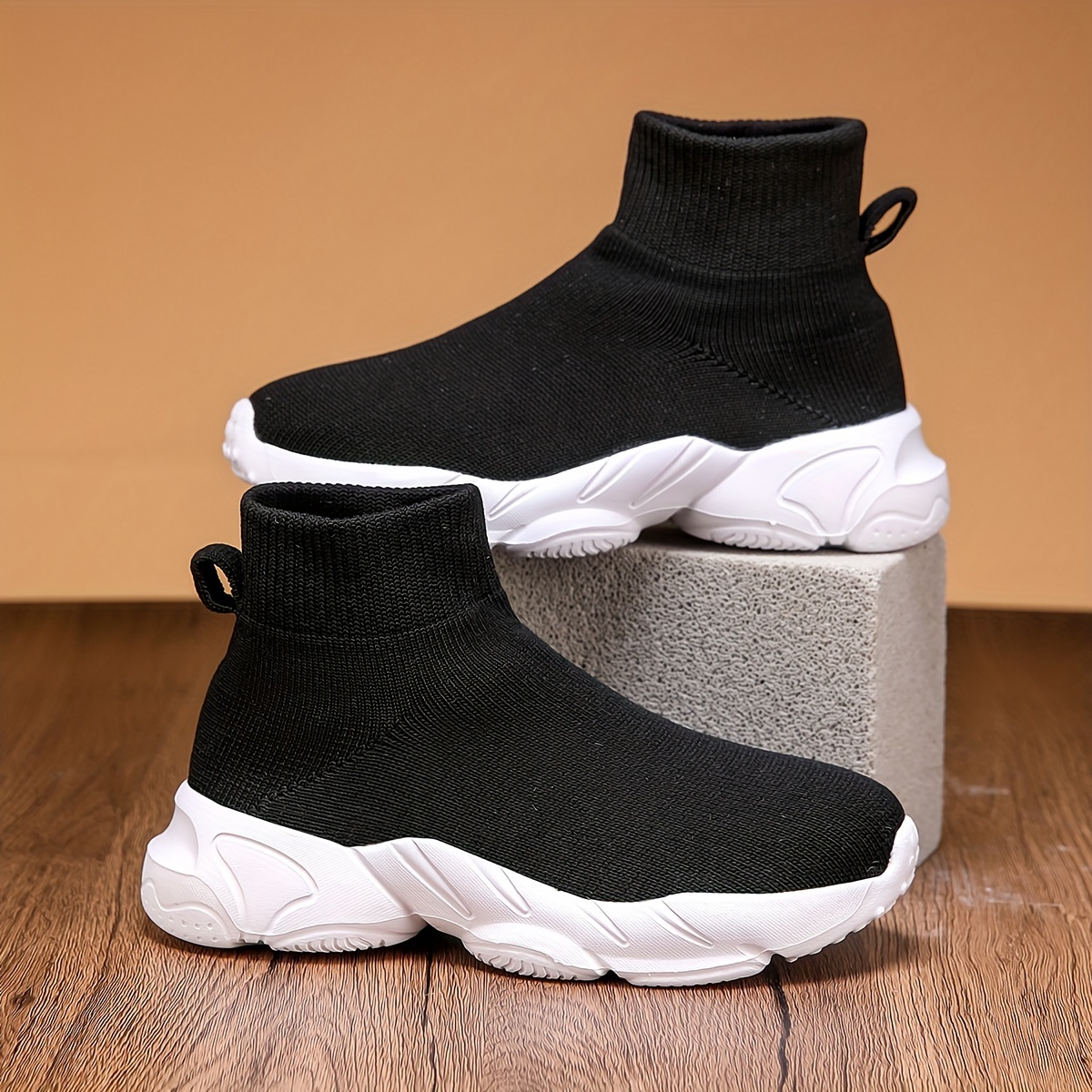 casual breathable woven sneakers for girls kids teenager lightweight anti slip high top slip on sneakers for indoor outdoor   details 6