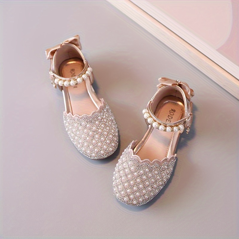 girls trendy low heel backless dance shoes with bowknot comfy non slip casual formal shoes for kids outdoor activities details 2