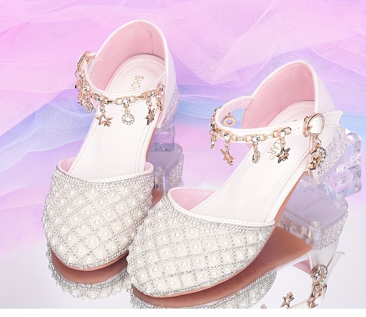 trendy elegant rhinestone high heel shoes for girls lightweight breathable non slip dress shoes for performance party spring and autumn details 0