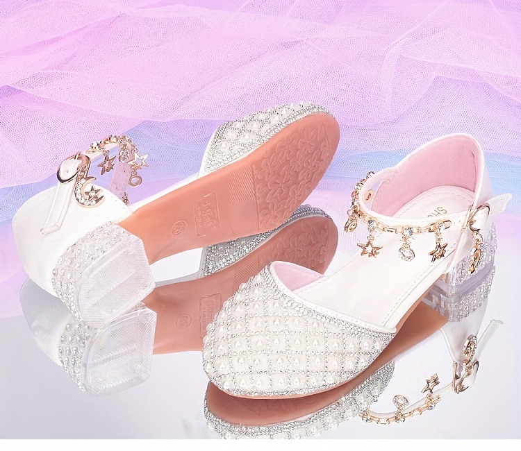 trendy elegant rhinestone high heel shoes for girls lightweight breathable non slip dress shoes for performance party spring and autumn details 3