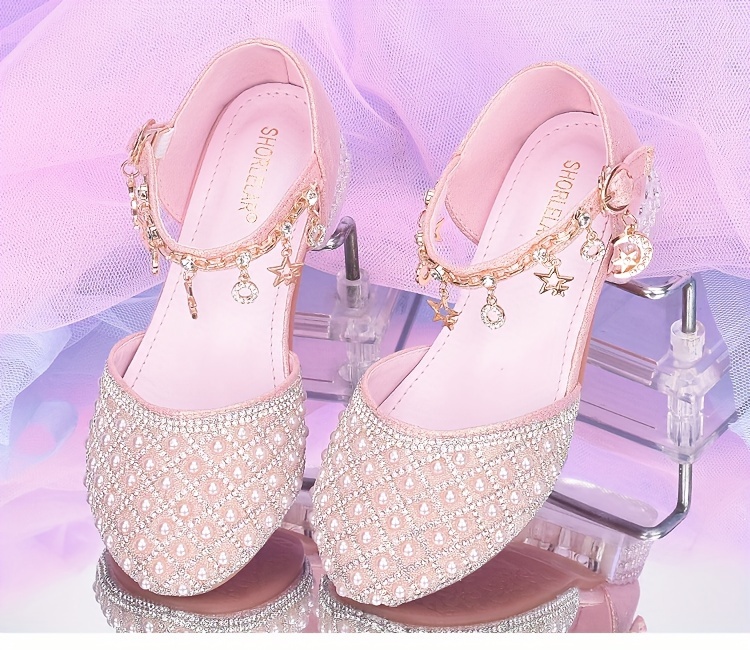 trendy elegant rhinestone high heel shoes for girls lightweight breathable non slip dress shoes for performance party spring and autumn details 5