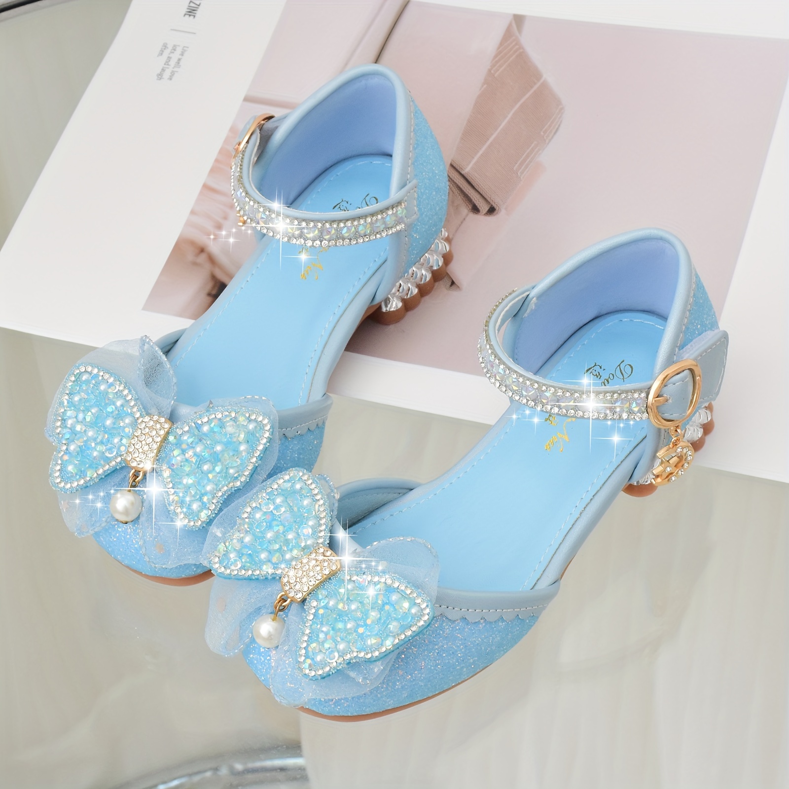 trendy elegant bowknot rhinestone high heel shoes for girls lightweight non slip dress shoes for performance party   details 3