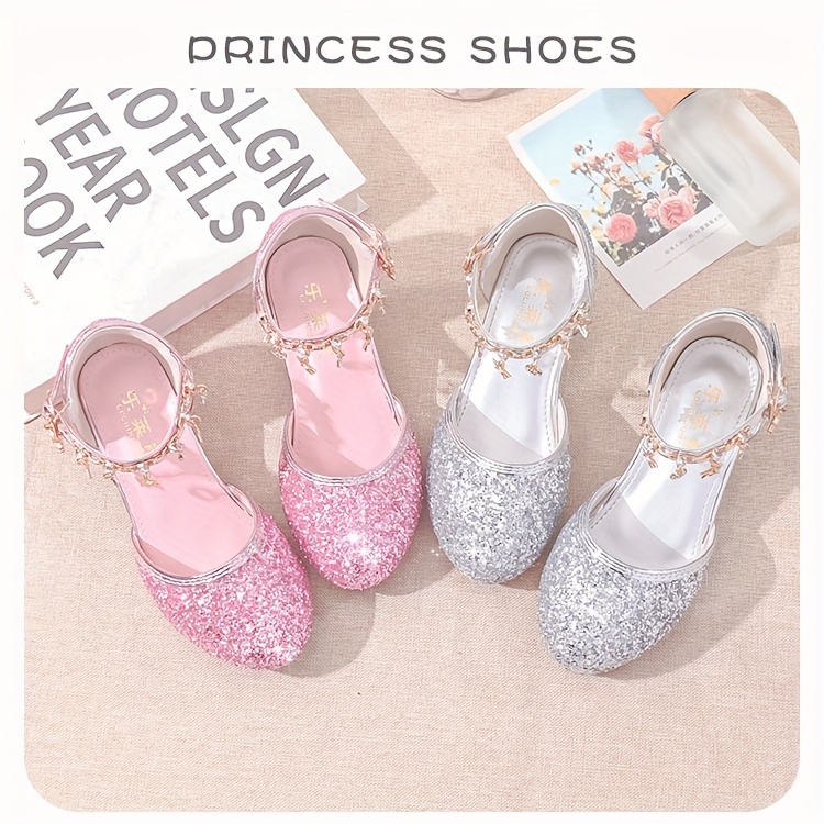 trendy cute   sequin high heel shoes for girls breathable non slip wear resistant dress shoes for party wedding performance   details 0