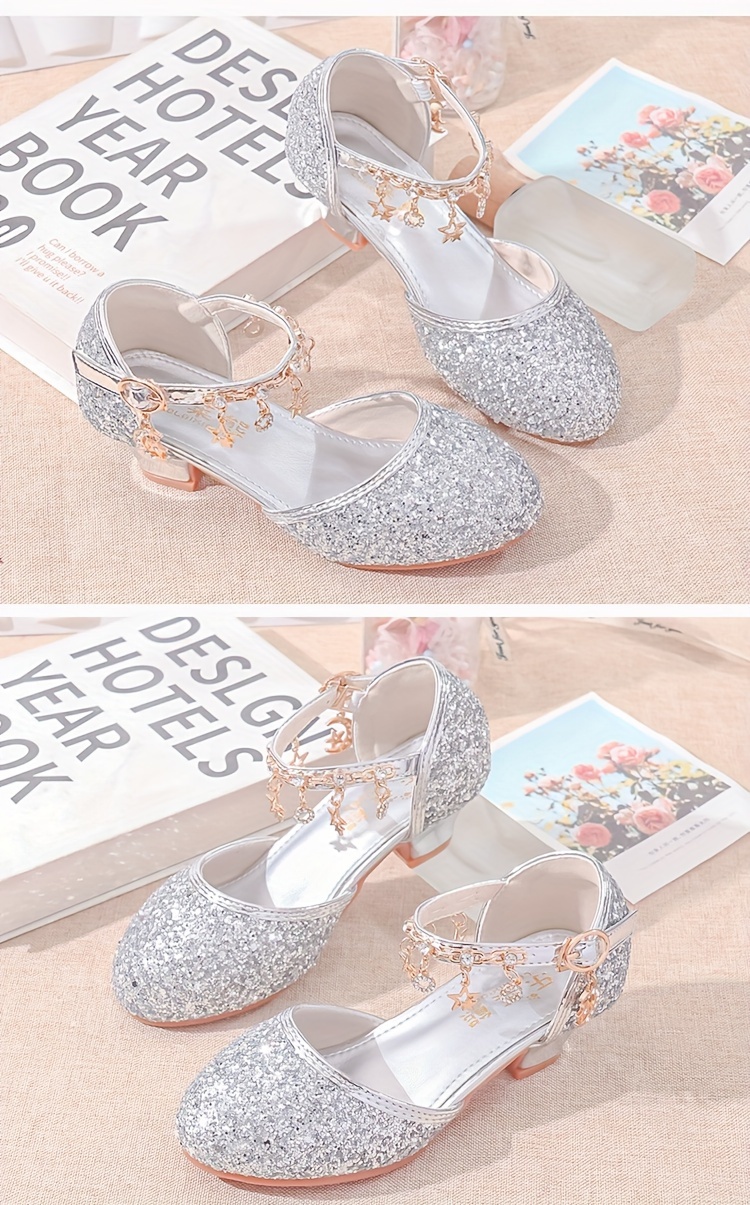 trendy cute   sequin high heel shoes for girls breathable non slip wear resistant dress shoes for party wedding performance   details 5