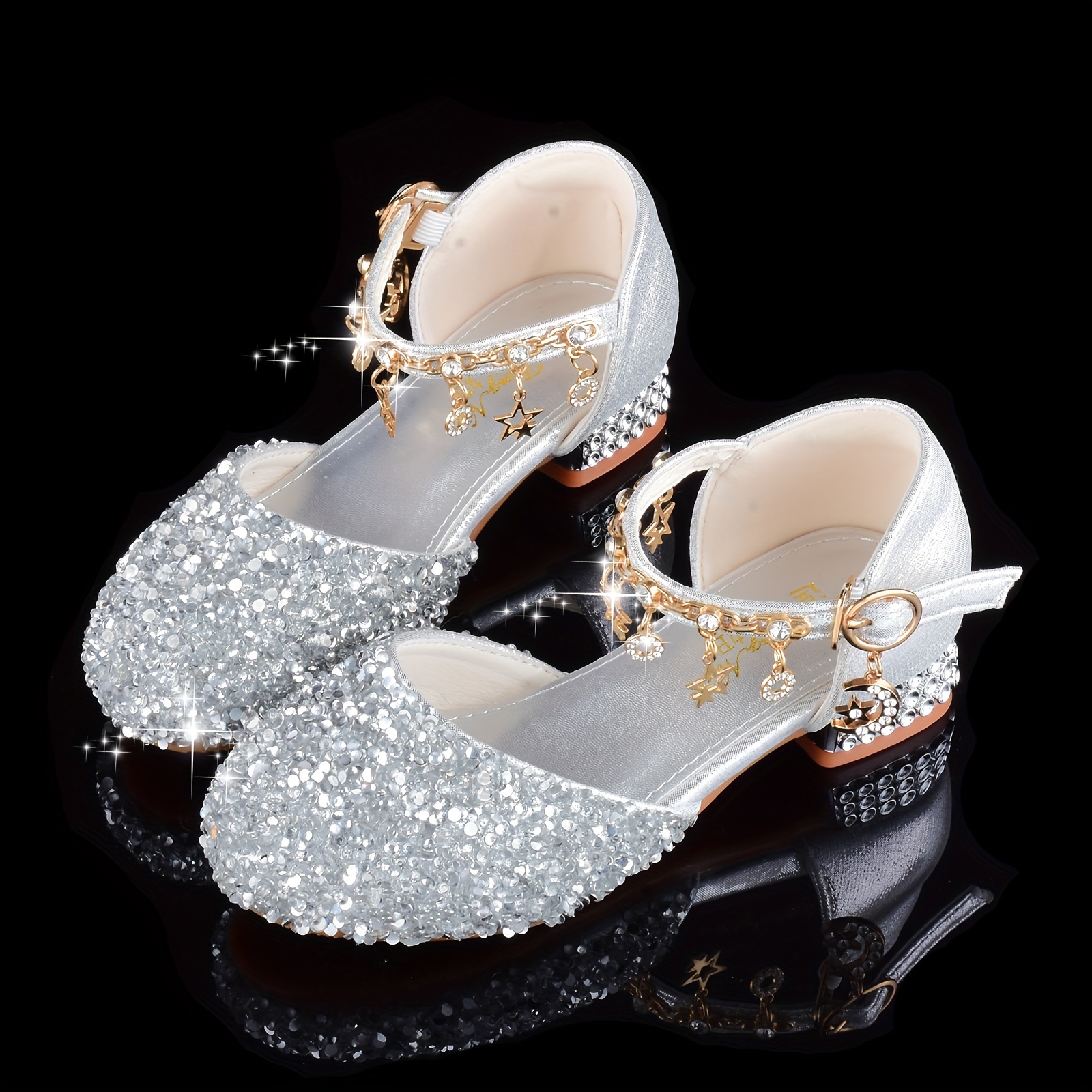 trendy elegant sequin high heel shoes for girls lightweight non slip soft bottom dress shoes for performance party   details 1