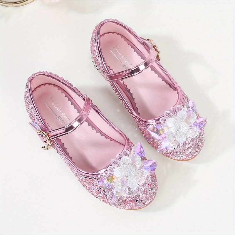 girls trendy glitter sequin high heels princess shoes with   decor childrens lightweight non slip wedding party dress shoes details 6