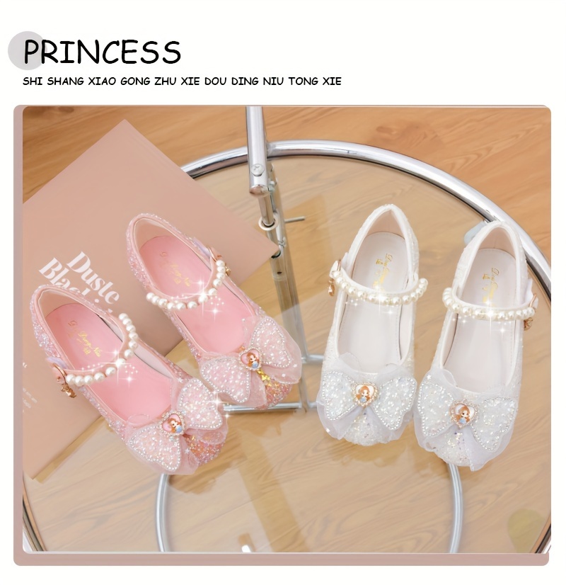 trendy elegant bowknot pearl sequin high heel shoes for girls lightweight non slip dress shoes for performance party spring details 0