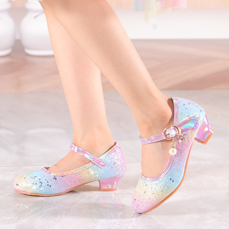 trendy cute   sequin high heel shoes for girls lightweight non slip dress shoes for performance party details 0