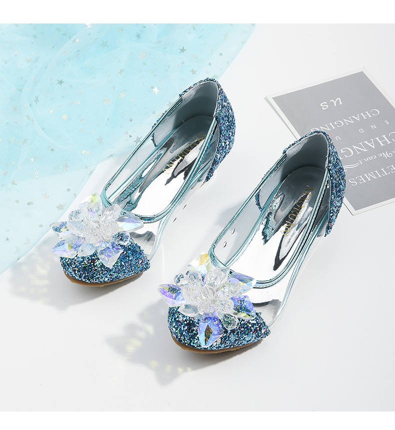   glass flower high heel princess shoes for wedding party details 5