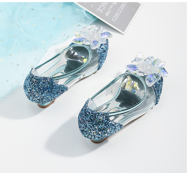   glass flower high heel princess shoes for wedding party details 6