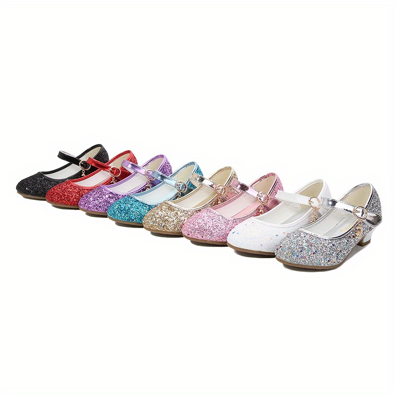 kids teenagers girls low heel shoes   sequins princess dress shoes for party spring and summer details 0