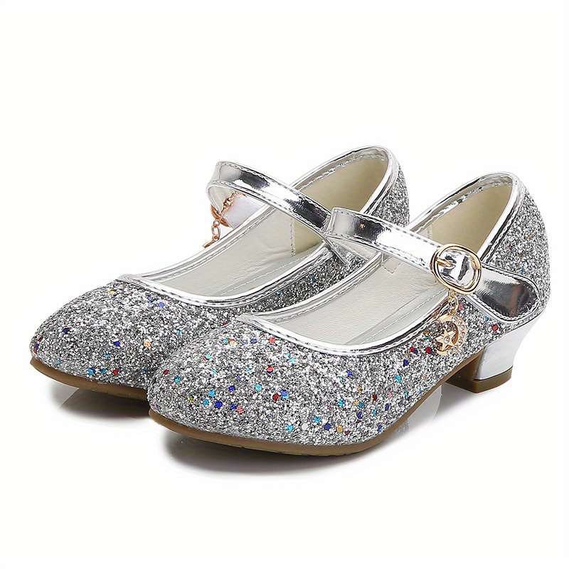 kids teenagers girls low heel shoes   sequins princess dress shoes for party spring and summer details 12