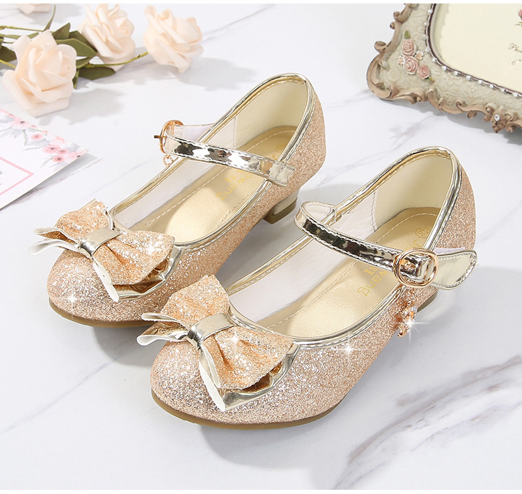 girls low heel shoes bow decoration princess dress shoes for party spring and summer details 9