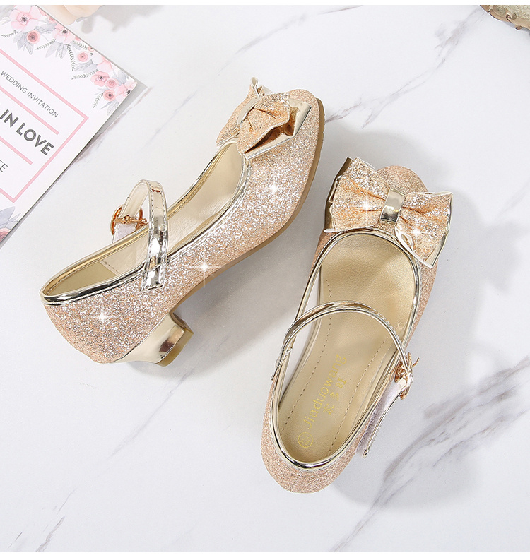 girls low heel shoes bow decoration princess dress shoes for party spring and summer details 11