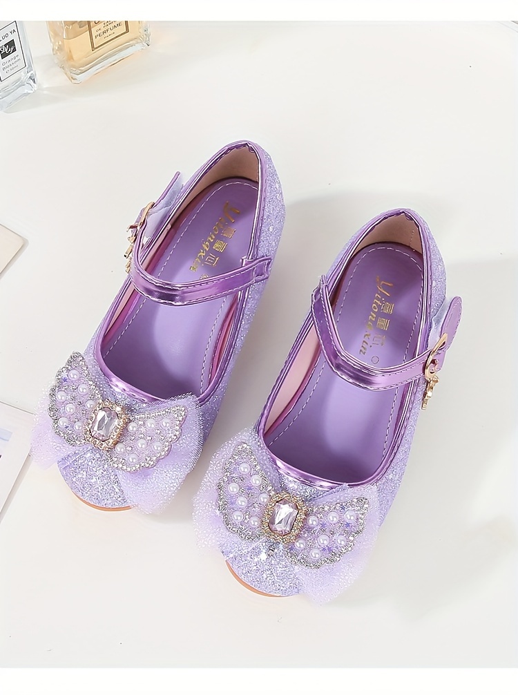 trendy cute bowknot sequin high heel shoes for girls lightweight non slip soft bottom dress shoes for vacation performance party spring and autumn details 3