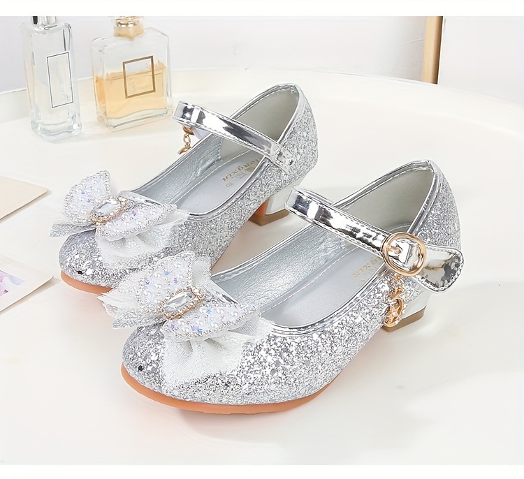 trendy cute bowknot sequin high heel shoes for girls lightweight non slip soft bottom dress shoes for vacation performance party spring and autumn details 13