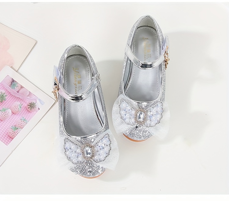 trendy cute bowknot sequin high heel shoes for girls lightweight non slip soft bottom dress shoes for vacation performance party spring and autumn details 16