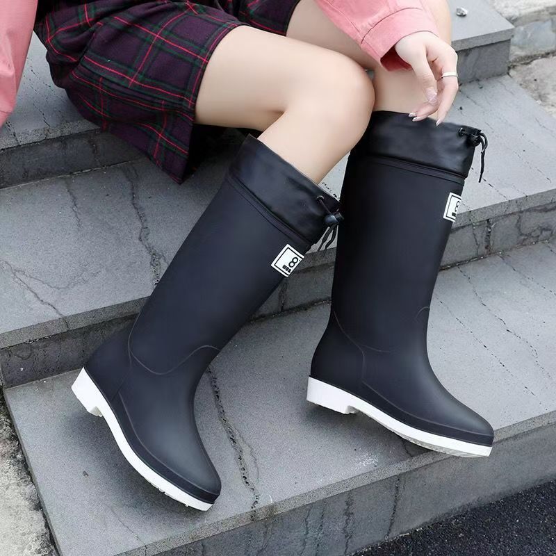 vicvai solid knee high rain boots comfy non slip   shoes details 5