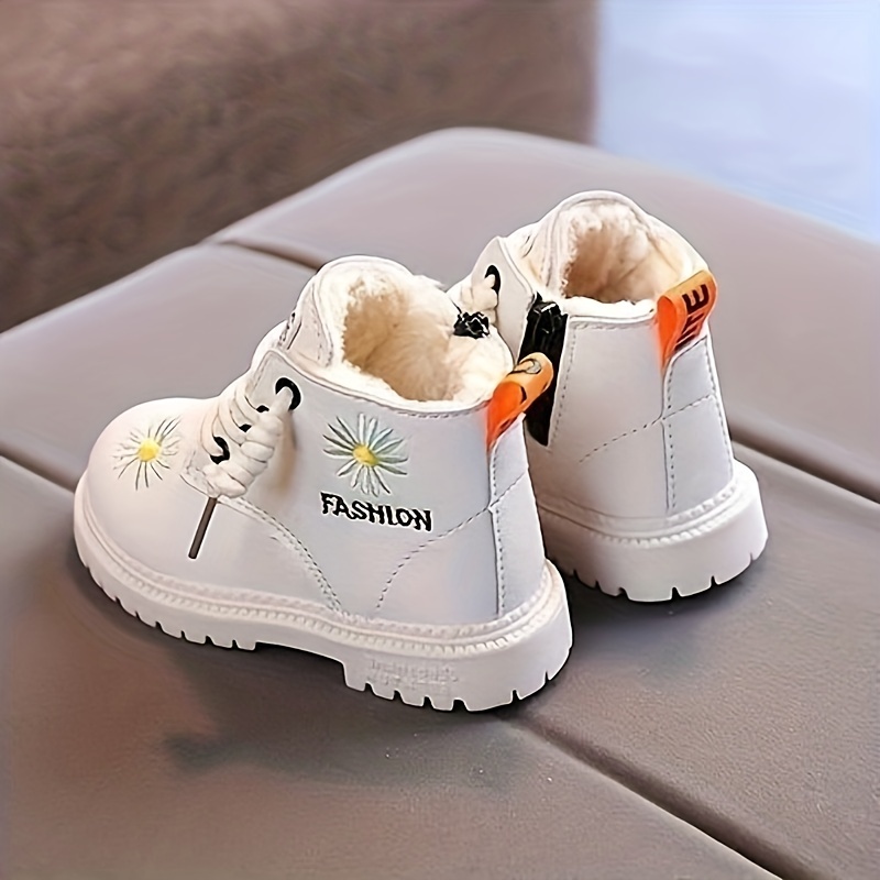   trendy embroidered flower comfortable boots for girls   plus fleece boots for indoor outdoor walking autumn and winter details 1