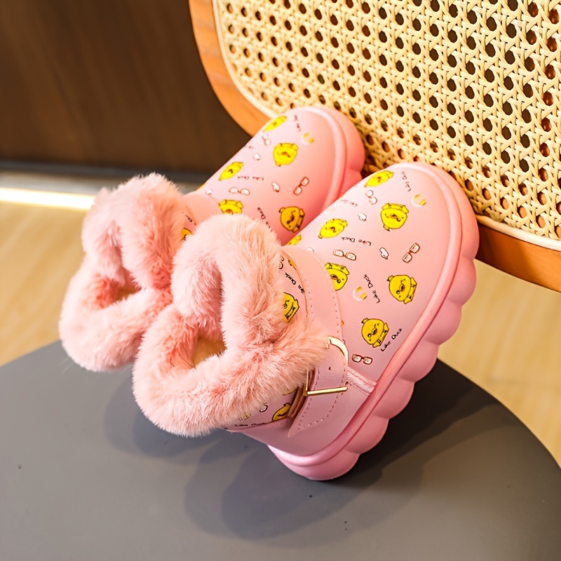 trendy cute cartoon print plus fleece boots for girls non slip warm boots for autumn and winter details 1