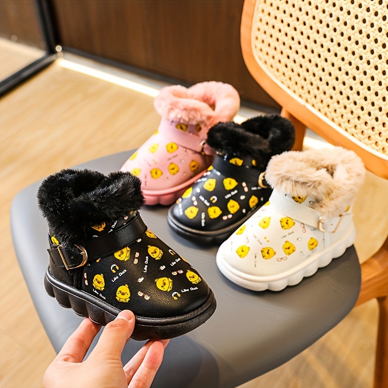 trendy cute cartoon print plus fleece boots for girls non slip warm boots for autumn and winter details 4