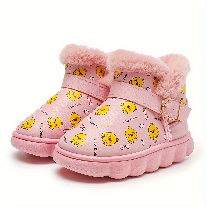 trendy cute cartoon print plus fleece boots for girls non slip warm boots for autumn and winter details 7