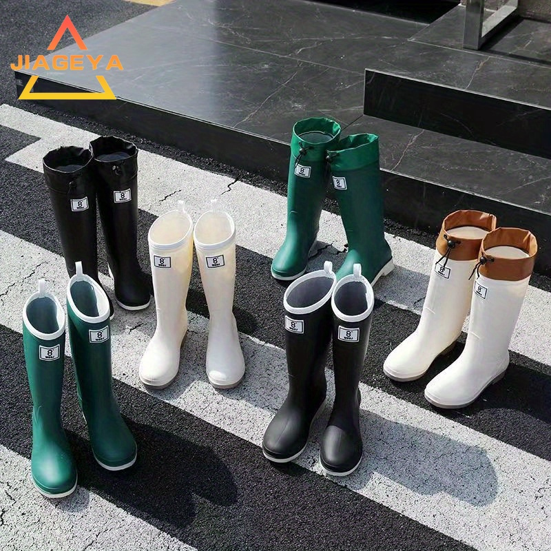   solid knee high rain boots comfy non slip   shoes details 1