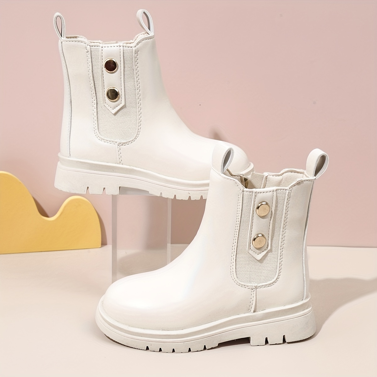 casual cool solid color boots for girls kids comfortable non slip boots with zipper for indoor     details 5