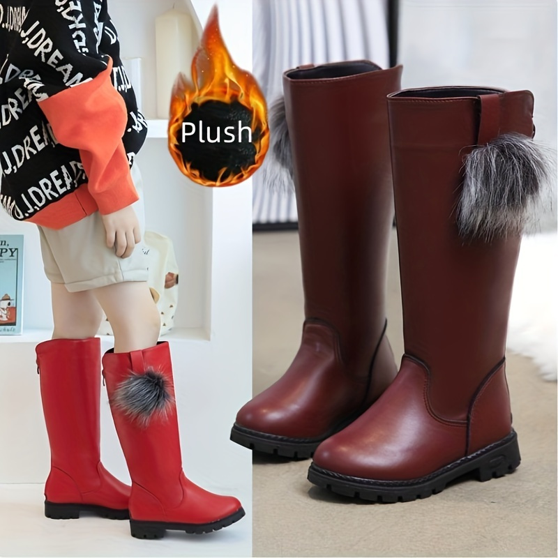   girls knee high boots comfy casual thermal platform shoes for kids outdoor activities details 0