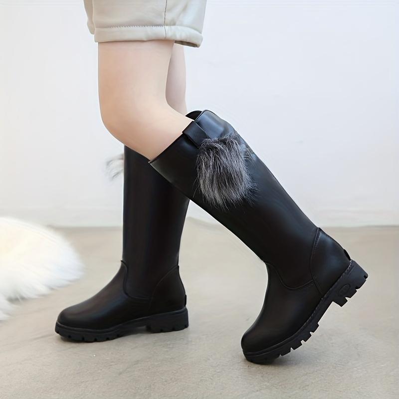   girls knee high boots comfy casual thermal platform shoes for kids outdoor activities details 8