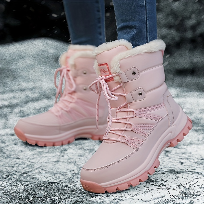 trendy cute solid   fleece snow boots for girls non slip warm boots for outdoor activities autumn and winter details 6